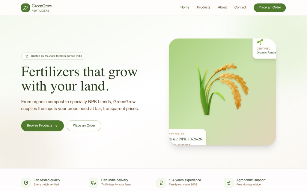 GreenGrow Fertilizers, built with Pentoggle